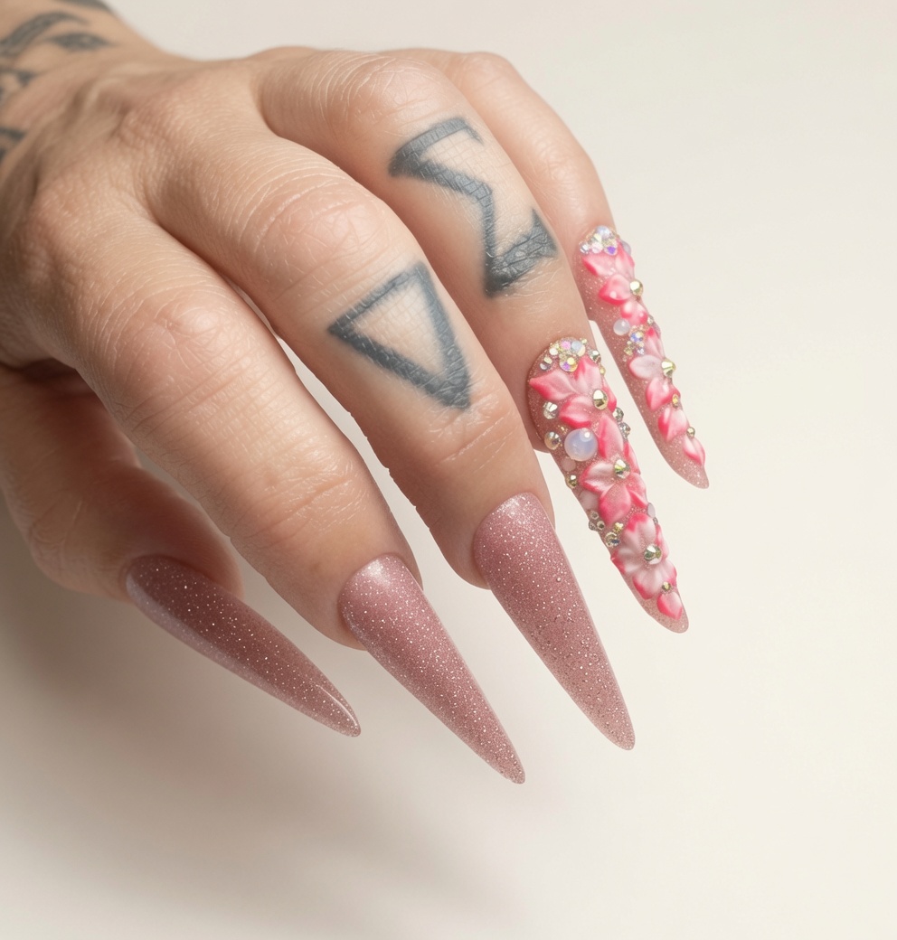 Rose 3D floral · crystal couture